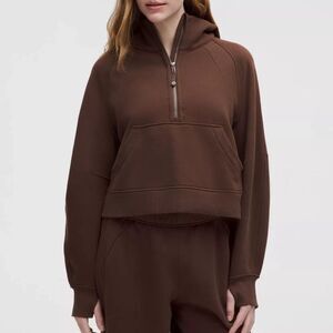 Lululemon Scuba Oversized Half Zip Hoodie - Espresso Brown Cropped - XS/S